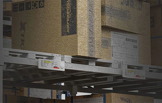 Electronic shelf labels on warehouse racking